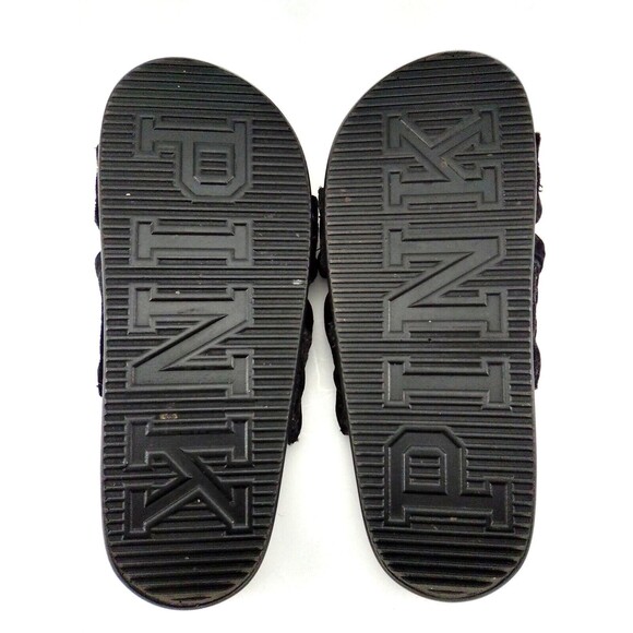 Victoria's Seceret Pink Criss Cross Furry Comfort Sliders Black 8 - Picture 4 of 9